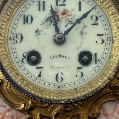 LOT 300L: Antique 19th Century French Marble and Brass Mantel Clock
