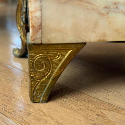 LOT 300L: Antique 19th Century French Marble and Brass Mantel Clock