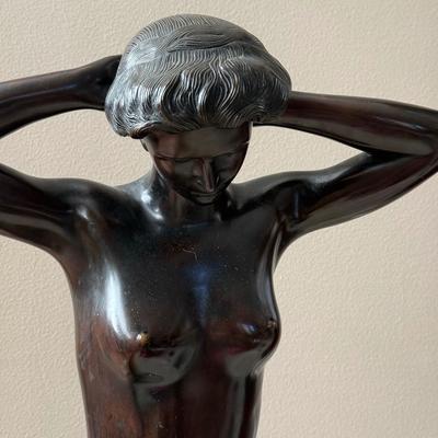 LOT 322L: Gorgeous Bronze Statue Signed Rudolf Schwarz (Amer. 1866-1912) Woman Sculpture