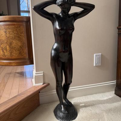 LOT 322L: Gorgeous Bronze Statue Signed Rudolf Schwarz (Amer. 1866-1912) Woman Sculpture