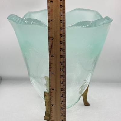 LOT 324L: Frosted Teal Glass Design Wine/Champagne Cooler