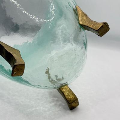 LOT 324L: Frosted Teal Glass Design Wine/Champagne Cooler