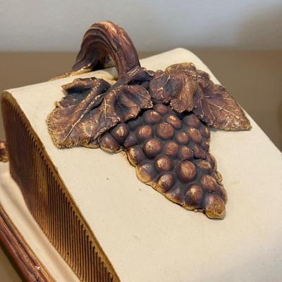 LOT 327F: Artist Signed Grapes & Cheese Plate, Ceramic Artichoke, Bird Stoneware Plates & More