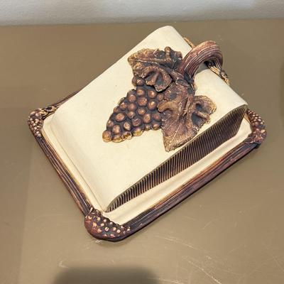 LOT 327F: Artist Signed Grapes & Cheese Plate, Ceramic Artichoke, Bird Stoneware Plates & More