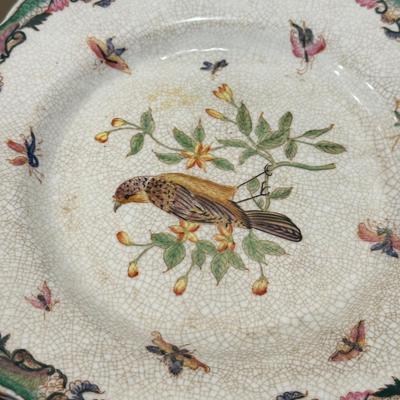 LOT 327F: Artist Signed Grapes & Cheese Plate, Ceramic Artichoke, Bird Stoneware Plates & More