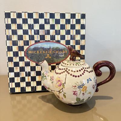 LOT 328F: Mackenzie-Childs Bird Teapot w/ Large Box
