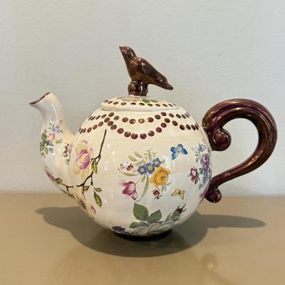 LOT 328F: Mackenzie-Childs Bird Teapot w/ Large Box