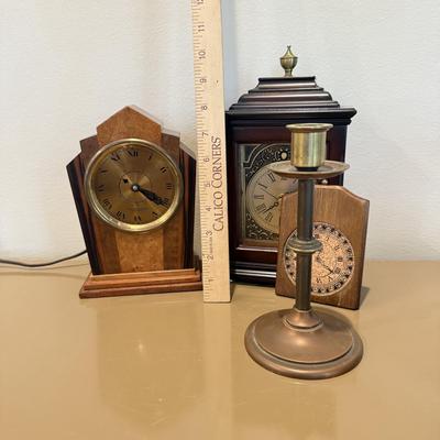 LOT 330: Hamilton Sangamo Synchronous Motor Clock Style S-404, Brass Candle Stick & More