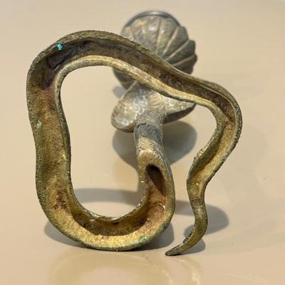 LOT 332L: Pair of Brass Cobra Candlestick Holders w/ Brass Box