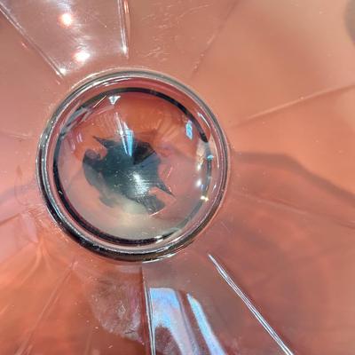 LOT 334L: 1930s Cambridge Glass Amethyst Decagon Sandwich Tray & Etched Compote w Tray