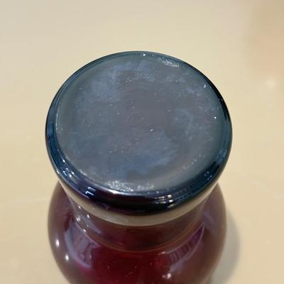 LOT 426L: MCM Cambridge Glass Amethyst Ball Jug Pitcher & 3 Glasses