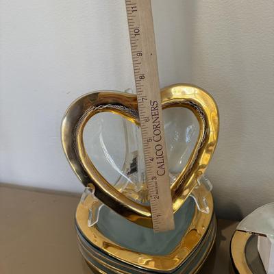 LOT 431L: Signed Annie Glass Heart Plates & More