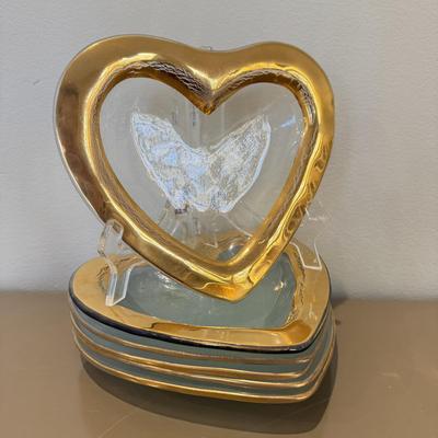 LOT 431L: Signed Annie Glass Heart Plates & More