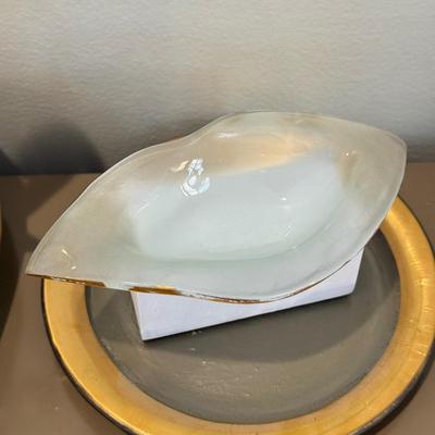 LOT 431L: Signed Annie Glass Heart Plates & More