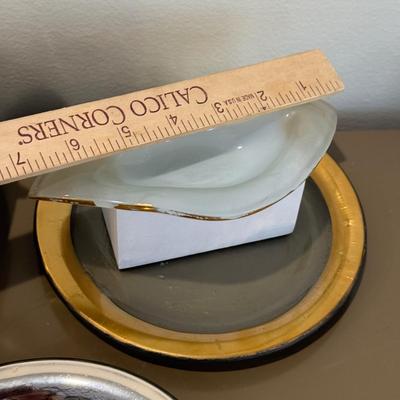 LOT 431L: Signed Annie Glass Heart Plates & More