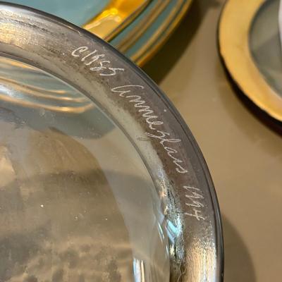 LOT 431L: Signed Annie Glass Heart Plates & More