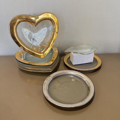 LOT 431L: Signed Annie Glass Heart Plates & More