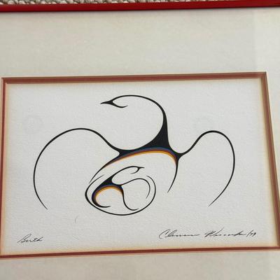 LOT 437F: Signed 1979 “Birth” & Framed Watercolor Artwork