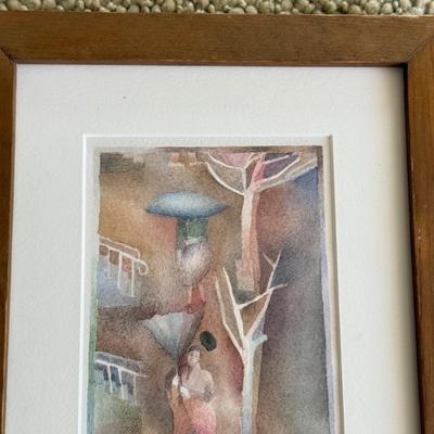 LOT 437F: Signed 1979 “Birth” & Framed Watercolor Artwork