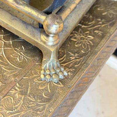 LOT 438F: Fireplace Tools, Brass Bellows & Stool
