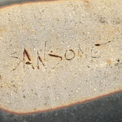 LOT 463F: Signed Sansone Pottery Head, Antler Style Brass Ashtray, Antique Books & More