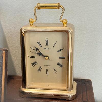 LOT 464F: Antique Books, Seiko Clock & Lions Head