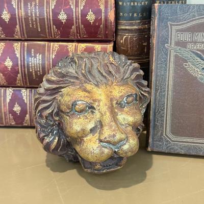 LOT 464F: Antique Books, Seiko Clock & Lions Head
