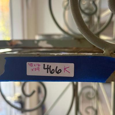 LOT 466K: Green Metal Outdoor Plant Stand / Garden Bench