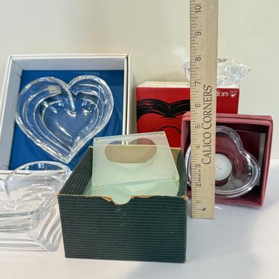 LOT 468F: I Heart You: Crystal Heart Bowls, Votives & Glass Coasters