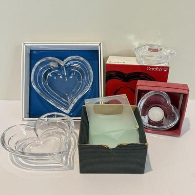 LOT 468F: I Heart You: Crystal Heart Bowls, Votives & Glass Coasters