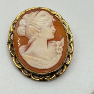LOT 474J: 10kt Gold Cameo (3.05g) & Larger 925 Sterling Silver Cameo (6.2g)