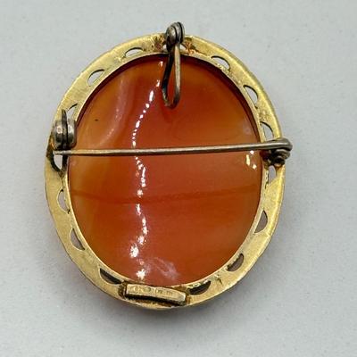 LOT 474J: 10kt Gold Cameo (3.05g) & Larger 925 Sterling Silver Cameo (6.2g)