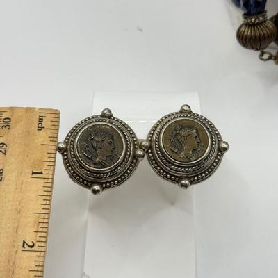 LOT 475J: 40” Coin & Bead Necklace w/ Coin Style Clip on Earrings