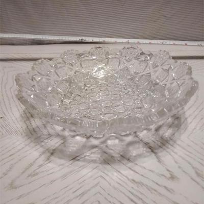 Vintage Clear Glass Dish – Scalloped Edge & Diamond Pattern