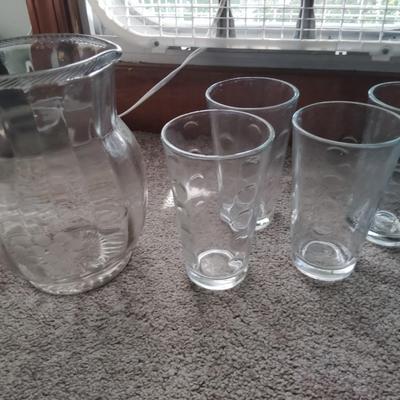 Pitcher with Libbey Cups