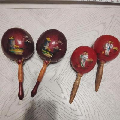 Mexico Hand-Painted Vintage Maraca 2 Sets