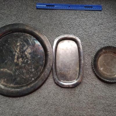 3 silver plated trays