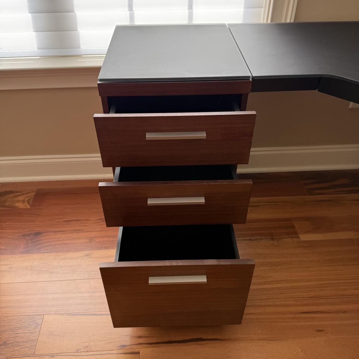 BDi Sequel Glass Top Corner Desk