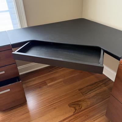 BDi Sequel Glass Top Corner Desk