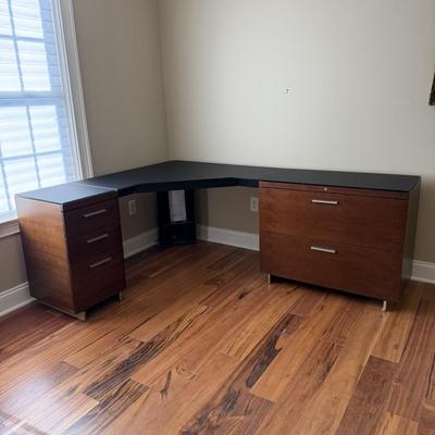 BDi Sequel Glass Top Corner Desk