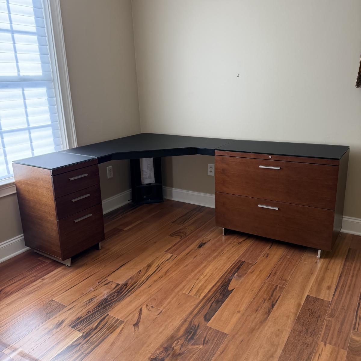 BDi Sequel Glass Top Corner Desk