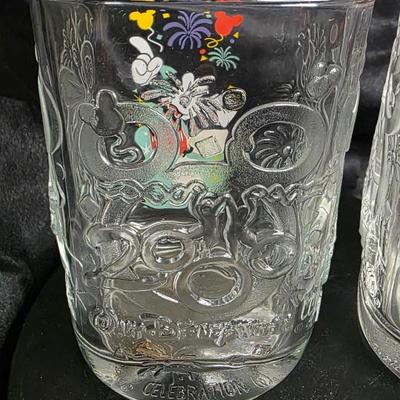 Vintage Walt Disney World Millennium Celebration Glasses (Pair, 2000) — Mickey Fireworks & Magic Kingdom Relief