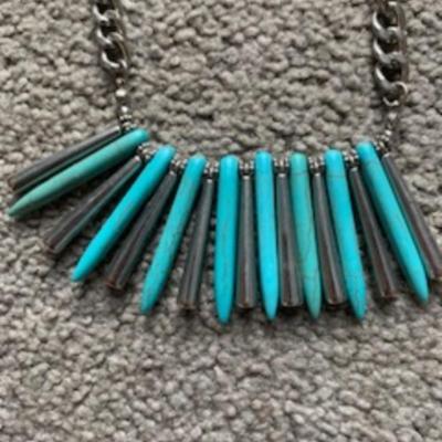 Turquoise Fan Pendant Necklace