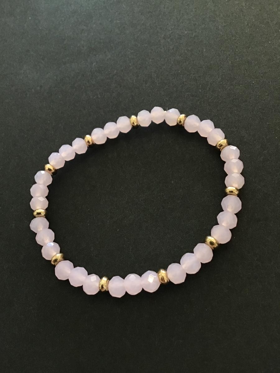 Pink faceted stretch bracelet
