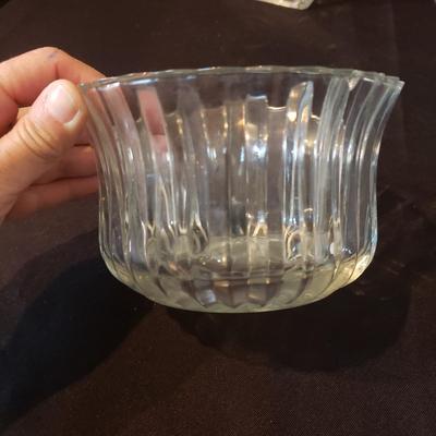 F.B. Roger's Silver Co Centerpiece Bowl & More Clear Glass Vases (DR-KD)