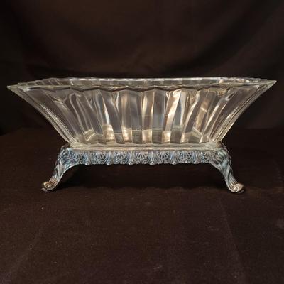 F.B. Roger's Silver Co Centerpiece Bowl & More Clear Glass Vases (DR-KD)