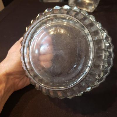 F.B. Roger's Silver Co Centerpiece Bowl & More Clear Glass Vases (DR-KD)