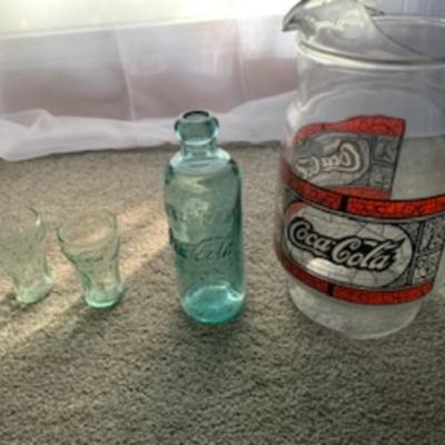 Vintage Coca-Cola Glassware Set & Pitcher, Bottle & Shot Glasses