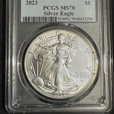 GRADED MS70 2023 AMERICAN EAGLE SILVER DOLLAR