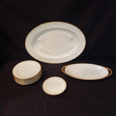 Gold Rimmed Limoges Platters and Plates (LR-KD)